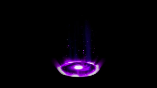 Animation Purple Light Effects Teleport Transporter Isolate Black Background — Stock Video