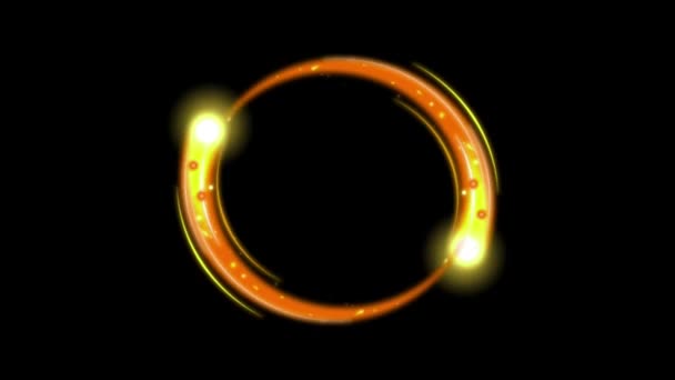 Animatie Oranje Licht Cirkel Effecten Isoleren Zwarte Achtergrond — Stockvideo
