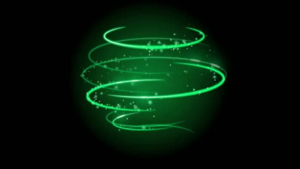 Animatie Groen Licht Cirkel Effecten Isoleren Zwarte Achtergrond — Stockvideo