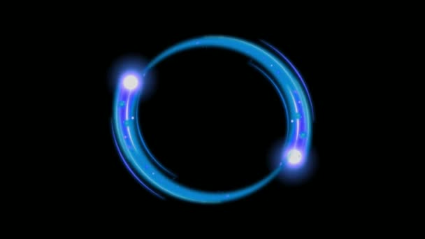 Animatie Blauw Licht Cirkel Effecten Isoleren Zwarte Achtergrond — Stockvideo