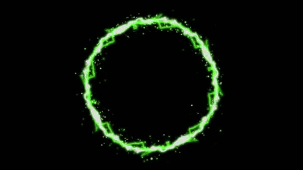 Анимация Зеленый Свет Круга Эффекты Изолировать Черном Фоне — стоковое видео