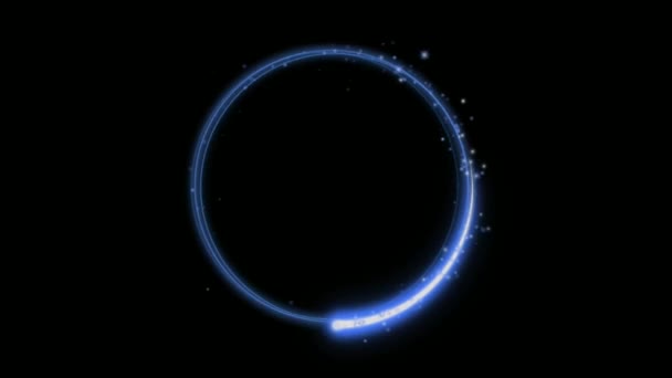 在黑色背景上的动画蓝光圆环效果隔离 — 图库视频影像
