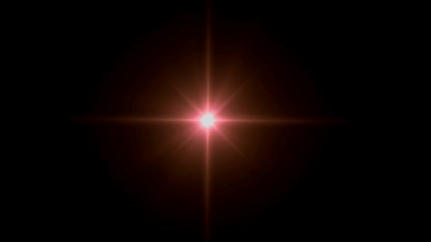 Realistische Rood Licht Lens Flare Isoleren Zwarte Achtergrond — Stockvideo