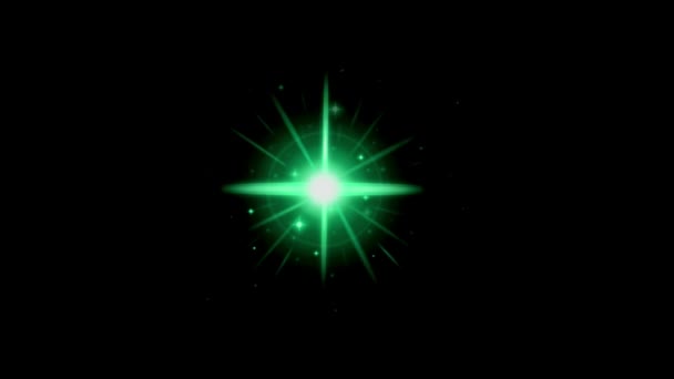 Ρεαλιστικό Πράσινο Φως Φωτοβολίδα Απομονώσει Μαύρο Φόντο — Αρχείο Βίντεο