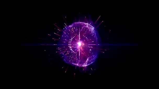 Анимационный Фиолетовый Световой Шар Эффект Изолировать Черном Фоне — стоковое видео