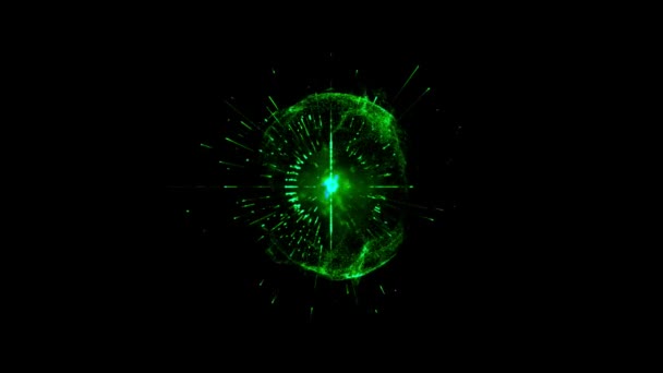 Анимированный Эффект Зеленого Светового Шара Чёрном Фоне — стоковое видео