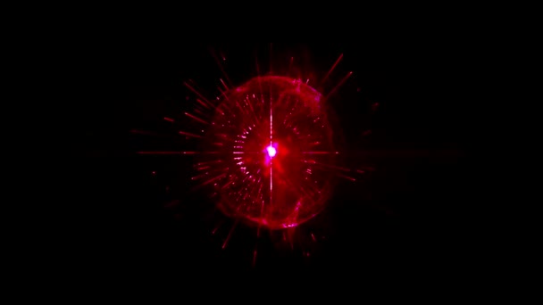 Анимационный Эффект Шара Силы Красного Света Изолировать Черном Фоне — стоковое видео