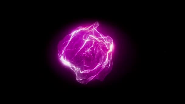 Animated Purple Light Power Ball Effect Isolate Black Background — Stock Video