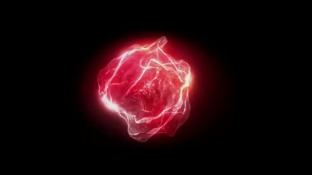 Animated Red Light Power Ball Effect Isolate Black Background — Stock Video