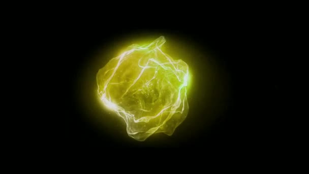 Κινούμενο Κίτρινο Φως Επίδραση Μπάλα Εξουσία Απομονώσει Μαύρο Φόντο — Αρχείο Βίντεο