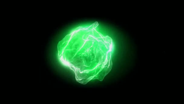 黑色背景下的动画绿光功率球效果隔离 — 图库视频影像