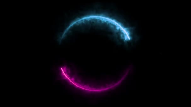 黑色背景上的蓝色和紫色动态光功率球效果隔离 — 图库视频影像