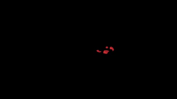 Animación Pistola Roja Efecto Disparo Aislar Pantalla Negra — Vídeo de stock