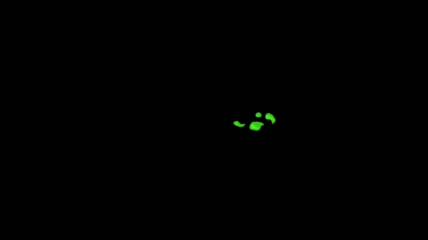 Animasyon Yeşil Silah Atış Efekti Siyah Ekranda Izole Edildi — Stok video