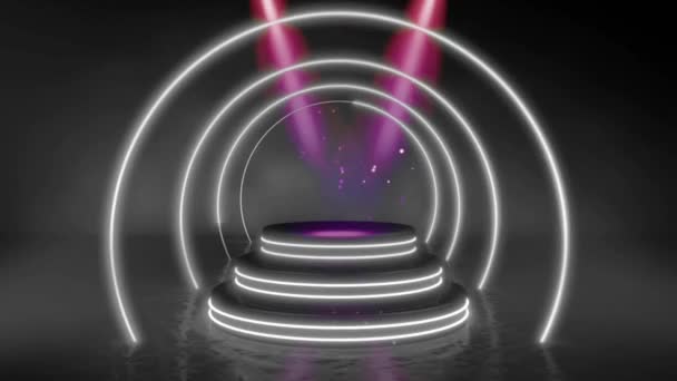 Анимационный Фиолетовый Луч Света Светит Сцене — стоковое видео