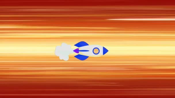 Синяя Ракета Оранжевой Линией Скорости Космосе — стоковое видео