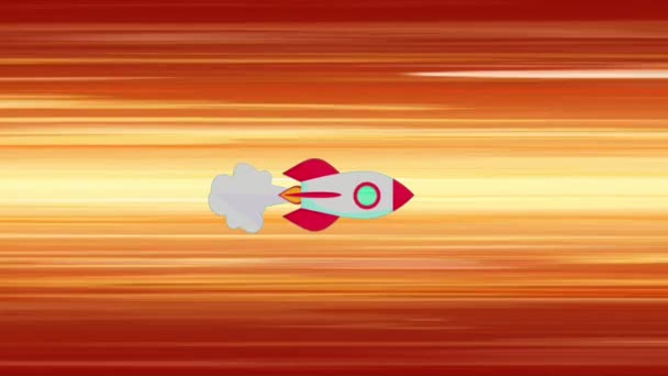 Cohete Rojo Animación Con Línea Velocidad Naranja Espacio — Vídeos de Stock