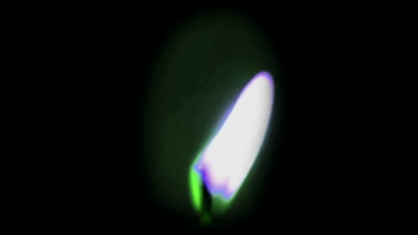 Анімація Зеленого Полум Свічки Ізольовані Чорному Екрані — стокове відео
