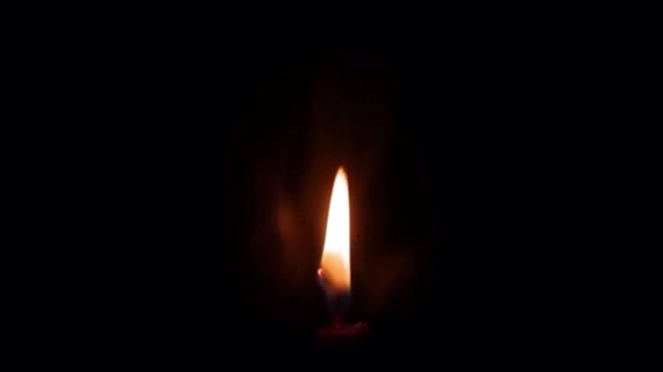 Animation Orange Candle Flame Isolate Black Screen — Stock Video