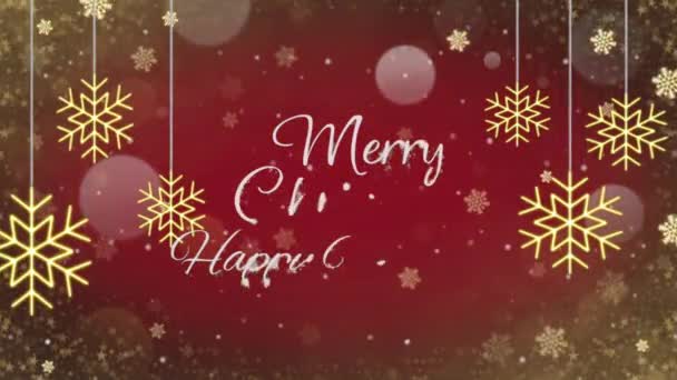 Tekst Animacji Ślub Boże Narodzenie Happy Nowy Rok Złotymi Płatkami — Wideo stockowe