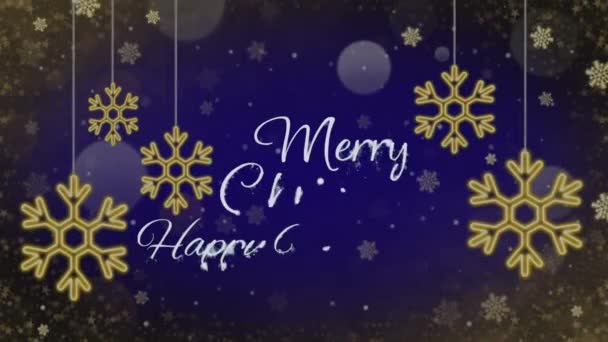 애니메이션 크리스마스 눈송이와 반짝이는 — 비디오