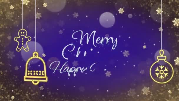 Tekst Animacji Ślub Boże Narodzenie Happy Nowy Rok Płatków Śniegu — Wideo stockowe