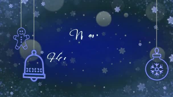 Animatie Tekst Trouwen Kerstmis Gelukkig Nieuw Jaar Met Sneeuwvlokken Schitteren — Stockvideo