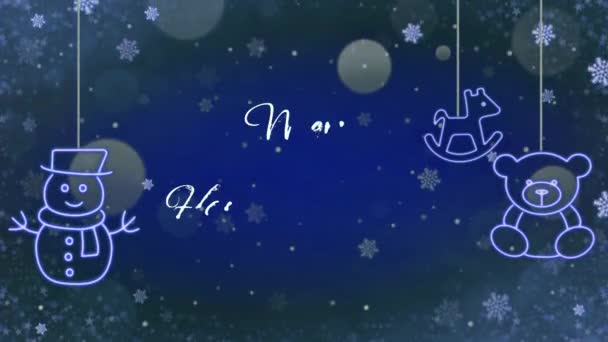 Texte Animation Marier Noël Heureux Nouvel Avec Des Flocons Neige — Video