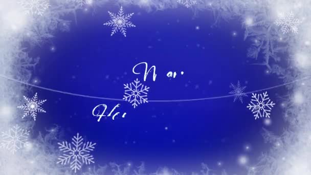 Animatie Tekst Trouwen Kerstmis Gelukkig Nieuw Jaar Met Witte Sneeuwvlokken — Stockvideo