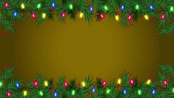 Animação Moldura Natal Verde Fundo Amarelo — Vídeo de Stock