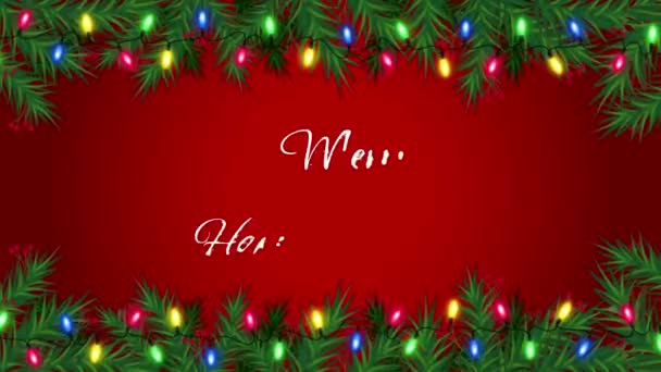 Animation Text Marry Christmas Happy New Year Red Background — Stock Video