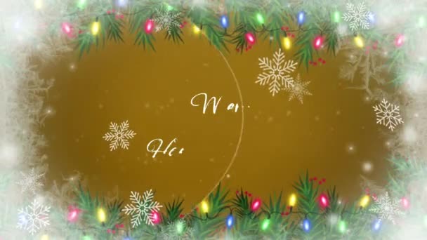 Animatie Tekst Trouwen Kerstmis Gelukkig Nieuw Jaar Met Witte Sneeuwvlokken — Stockvideo
