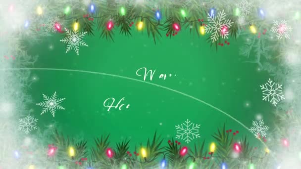 Tekst Animacji Ślub Boże Narodzenie Happy Nowość Rok Białymi Płatkami — Wideo stockowe
