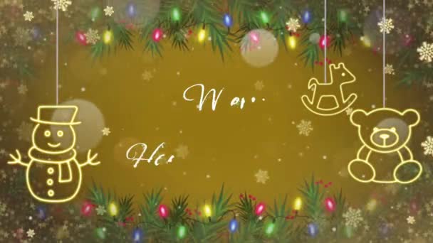 Testo Animazione Sposare Buon Natale Anno Nuovo Con Fiocchi Neve — Video Stock