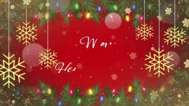 Texto Animación Casar Navidad Feliz Año Nuevo Con Copos Nieve — Vídeo de stock