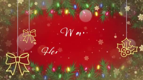 Animace Text Oženit Vánoce Šťastný Nový Rok Zlatými Sněhové Vločky — Stock video