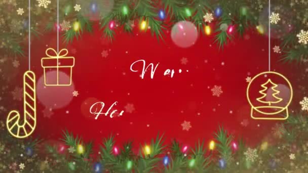 Texto Animación Casar Navidad Feliz Año Nuevo Con Copos Nieve — Vídeos de Stock