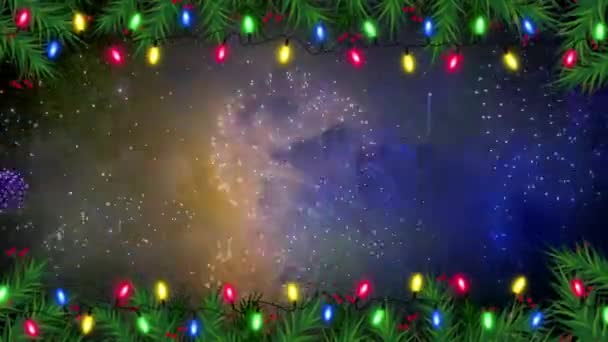 Realistische Kleurrijke Vuurwerk Achtergrond Voor Design Kerst Nieuwjaar Sjabloon — Stockvideo