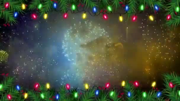 クリスマスや新年のテンプレートのための現実的なカラフルな花火の背景 — ストック動画