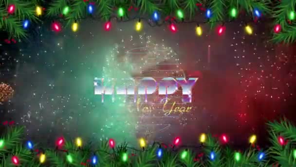 Realistyczne Kolorowe Tło Fajerwerków Projektowania Bożego Narodzenia Lub Szablonu Nowego — Wideo stockowe