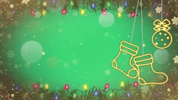 Animation Flocons Neige Blancs Scintillent Fond Vert — Video