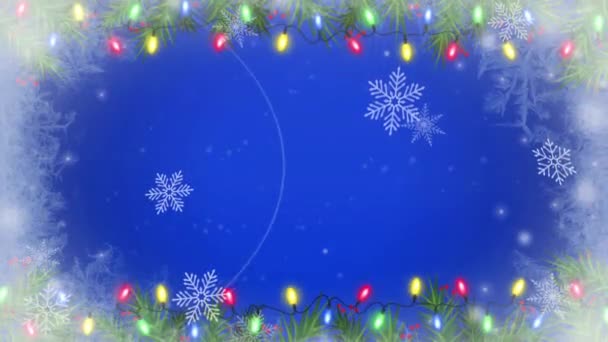 Animación Copos Nieve Dorados Brillo Fondo Azul — Vídeo de stock