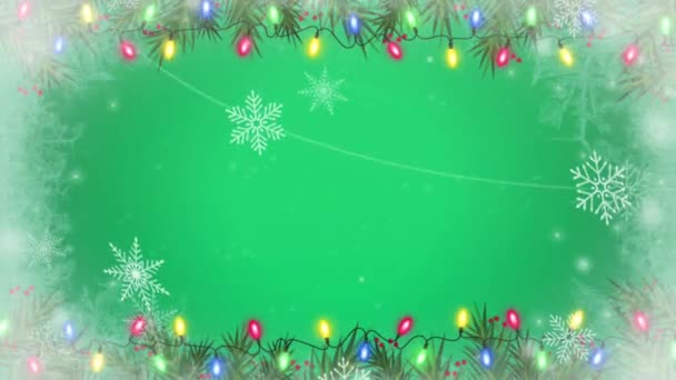 Animación Copos Nieve Dorados Brillo Fondo Verde — Vídeos de Stock