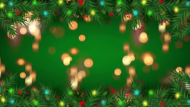 Animacja Złoty Światło Bokeh Zielonym Tle Projektowania Boże Narodzenie Lub — Wideo stockowe
