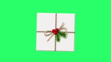 Animasyon beyaz gif kutusu, Noel ya da yeni yıl şablonu tasarımı için yeşil arkaplanda izole edildi.
