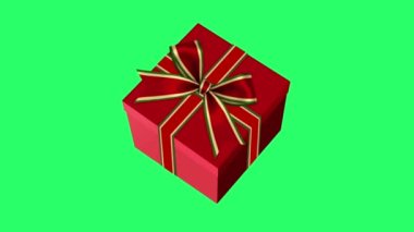 Animasyon kırmızı gif kutusu, Noel ya da yeni yıl şablonu için yeşil arkaplanda izole edildi.