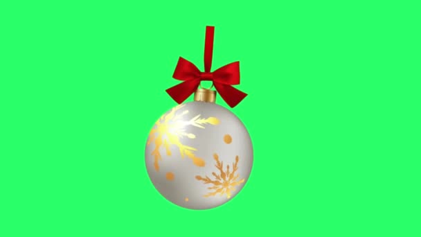 Animacja Biały Piłka Izolat Zielonym Tle Projektowania Boże Narodzenie Lub — Wideo stockowe