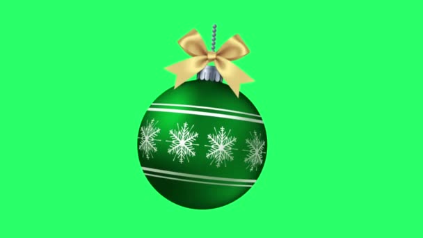 Animacja Zielony Piłka Izolat Zielonym Tle Projektowania Boże Narodzenie Lub — Wideo stockowe