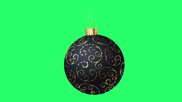 Animacja Black Ball Izolat Zielonym Tle Projektowania Boże Narodzenie Lub — Wideo stockowe