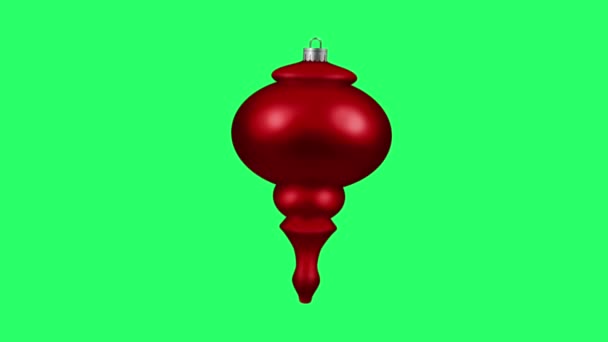 アニメーション赤いボールは デザインのクリスマスや新年のテンプレートのための緑の背景に隔離 — ストック動画